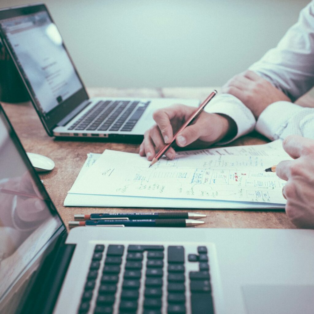 Business planning at a desk