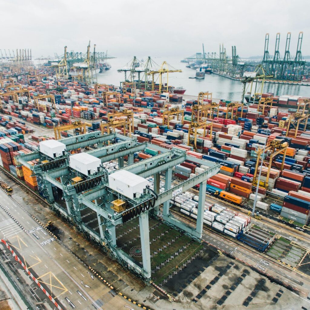 Container ship carrying goods
