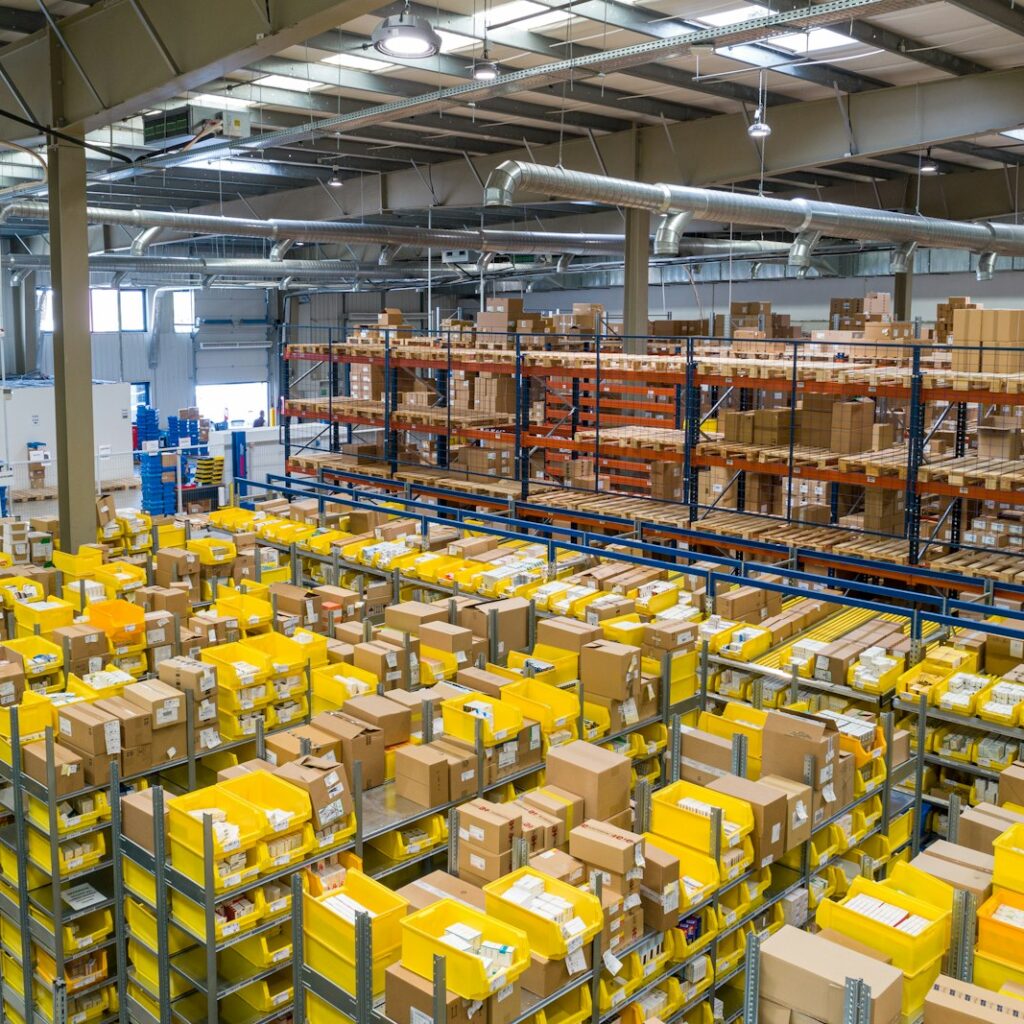 Warehouse with packages ready for delivery