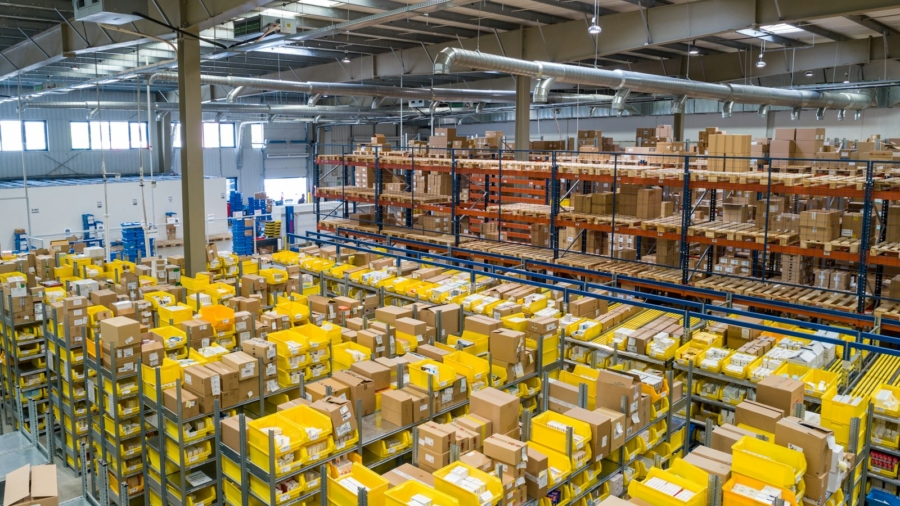 Warehouse with packages ready for delivery