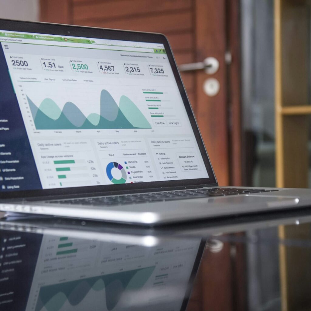 Website analytics dashboard on a laptop